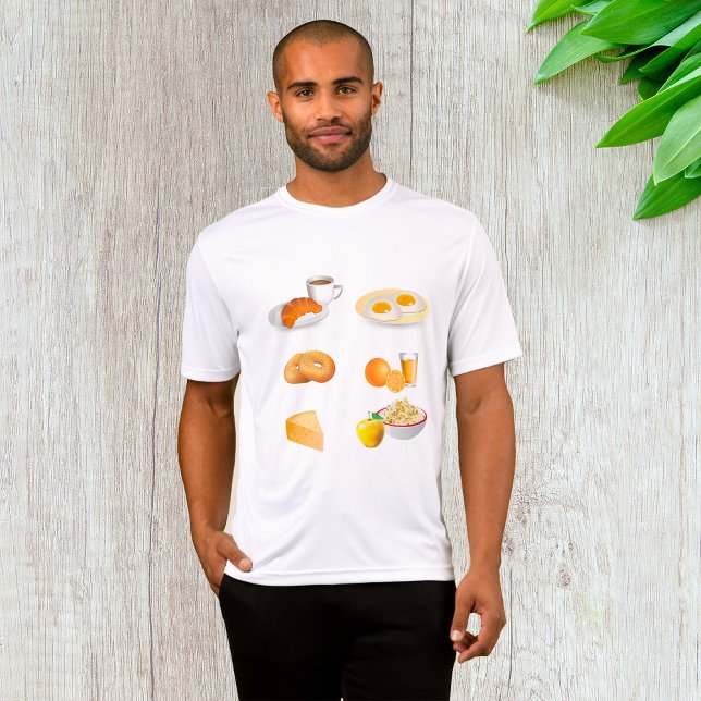 T-shirt Petit Déjeuner Café, Croissant, Oeufs, Bagels (Créateur téléchargé)
