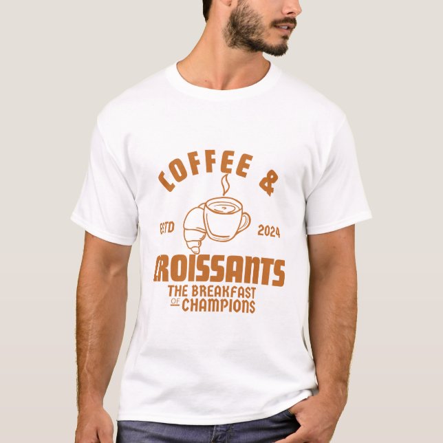 T-shirt Petit-déjeuner café et croissants (Devant)