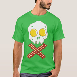 T-shirt Petit-Déjeuner De Bacon Et Oeufs Crâne Viande Pira