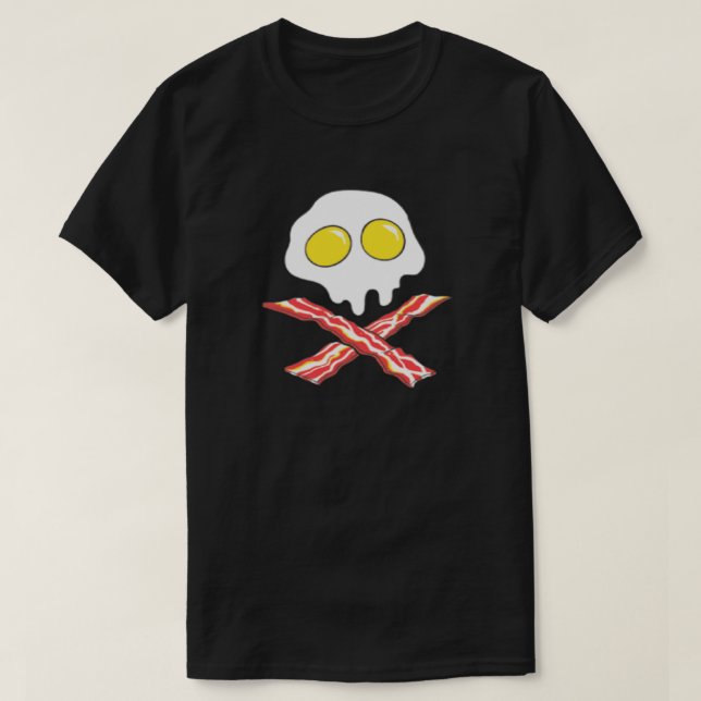 T-shirt Petit-déjeuner Oeufs de bacon Crâne Crossbones Por (Design devant)