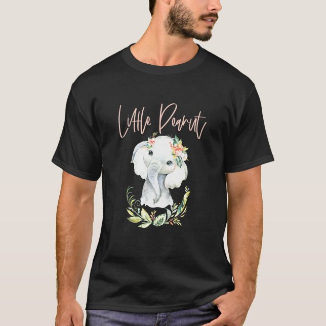 T-shirt Petit éléphant floral cacahuète (Devant)