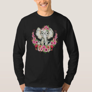 T-shirt Petit Eléphant mignon Animaux Floraux Enfants Fill