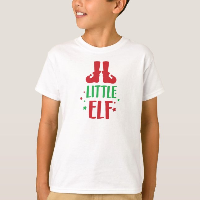T-shirt Petit Elfe, Chaussures Elfe, Étoiles, Noël, Noël (Devant)