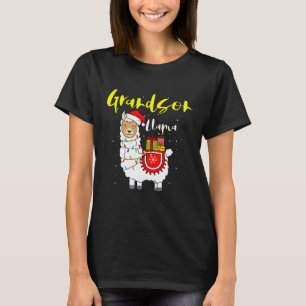 T-shirt Petit-fils Lama Chapeau de Père Noël Lumineux Pyja