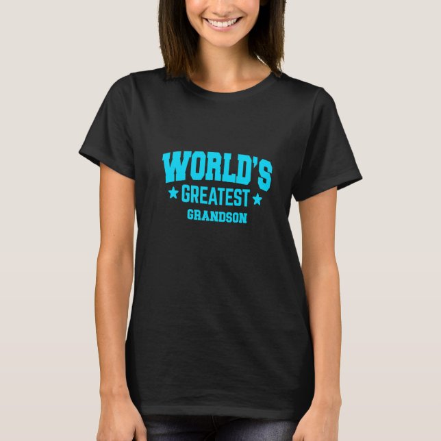 T-shirt Petit-fils Monde Meilleur Bleu   (Devant)