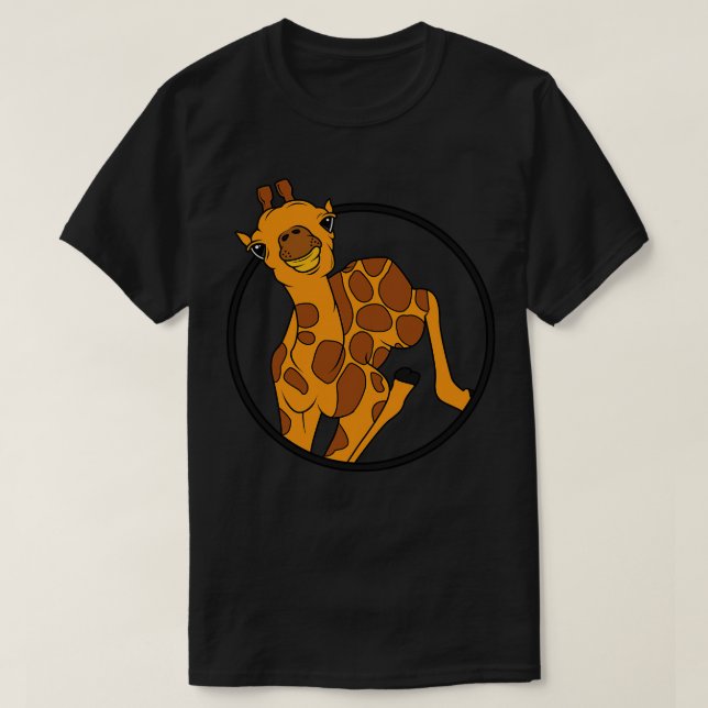 T-shirt Petit girafe mignon avec 2 cornes (Design devant)