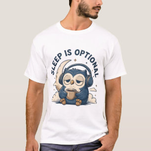 T-shirt Petit hibou amateur de café pour qui le sommeil es