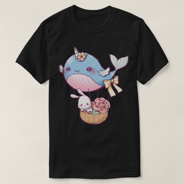 T-shirt Petit lapin dans un ballon de baleine (Design devant)
