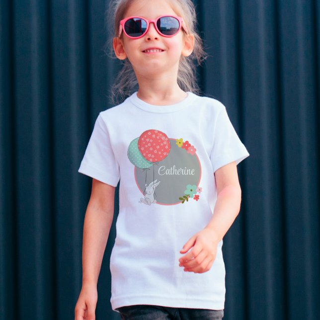 T-shirt Petit lapin volant avec ballons personnalisés (Créateur téléchargé)