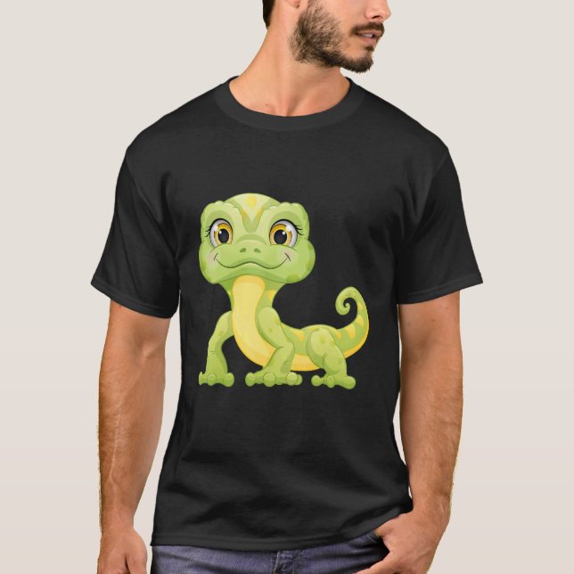 T-shirt Petit Lézard Vert Iguane Reptiles (Devant)
