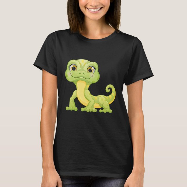 T-shirt Petit Lézard Vert Iguane Reptiles (Devant)