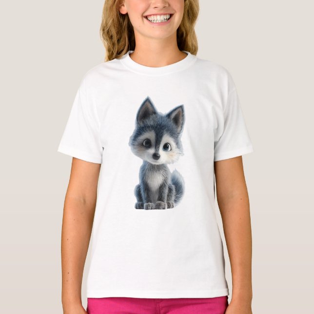 T-shirt Petit Loup Doux Enfants (Devant)