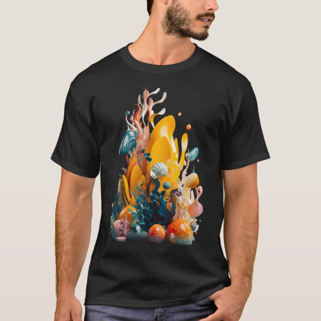 T-shirt Petit monde sous-marin en 3D (Devant)