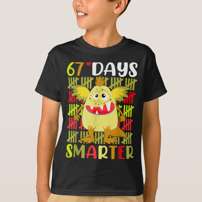 T-shirt Petit monstre 67 jours plus intelligent 67e jour é (Devant)