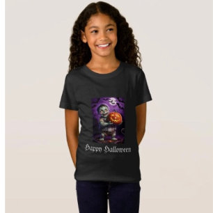 T-Shirt Petit Monstre Vert et ami Citrouille