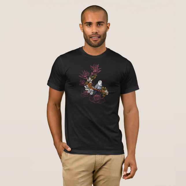 T-shirt Petit oiseau avec fleurs (Devant entier)