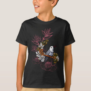 T-shirt Petit oiseau avec fleurs