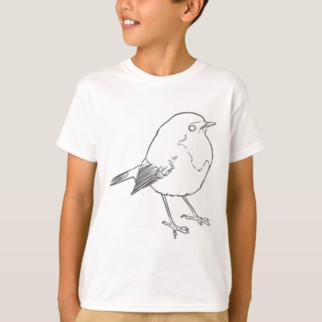 T-shirt Petit oiseau rouge-gorge linéaire (Devant)