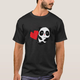 T-shirt Petit Ours Panda Coeur Mignonne Animal Pour Hommes