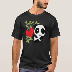 T-shirt Petit Ours Panda Coeur Mignonne Animal Pour Hommes