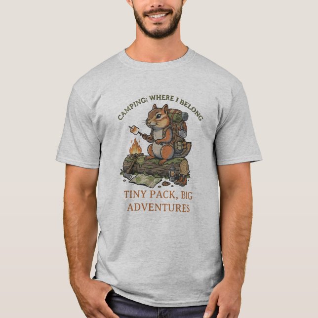 T-shirt "Petit Pack, Grande Aventure" - Écureuil rayé chev (Devant)