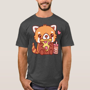 T-shirt Petit Panda Rouge Aime Manger Pepperoni Pizza