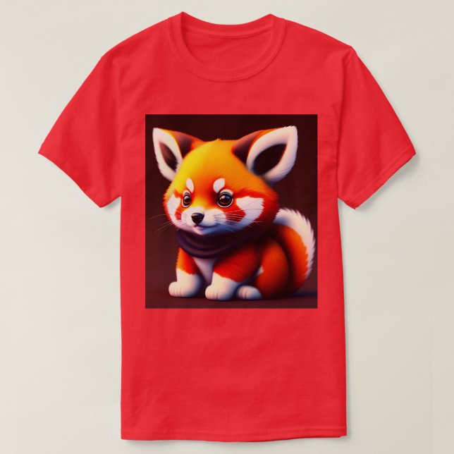 T-shirt Petit Panda Rouge Avec Synode Violet (Design devant)