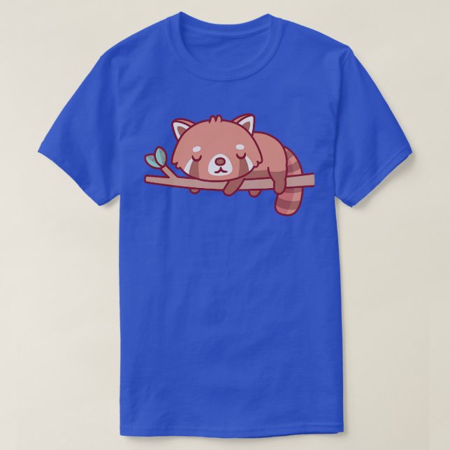 T-shirt Petit Panda Rouge Mignonne Dormir Sur La Branche D (Design devant)