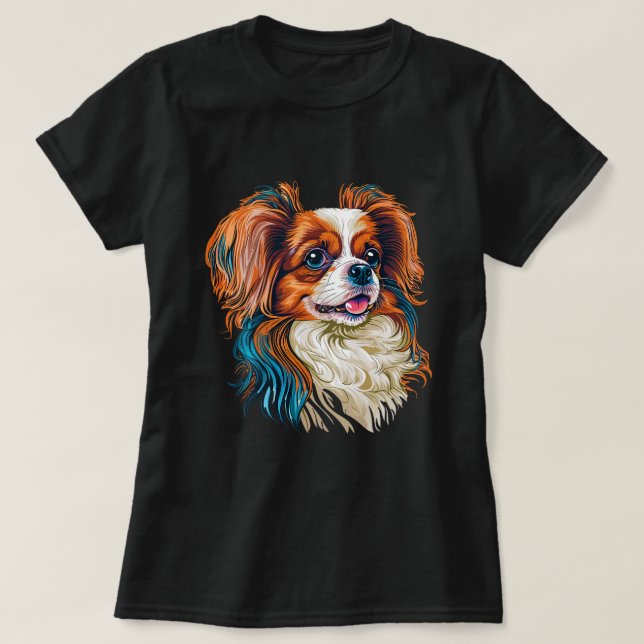 T-shirt Petit Papillon Chien sur Continental Toy Spaniel L (Design devant)