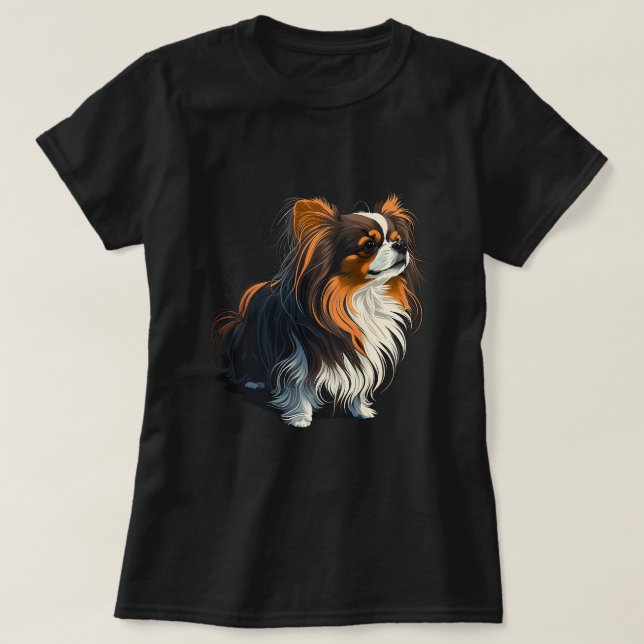T-shirt Petit Papillon Chien sur Continental Toy Spaniel L (Design devant)