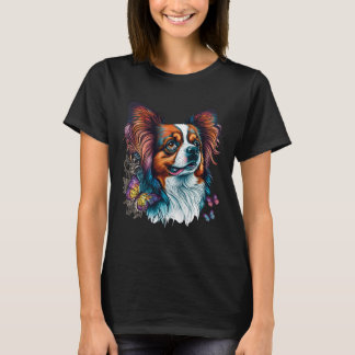 T-shirt Petit Papillon Chien sur Continental Toy Spaniel L