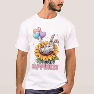 T-shirt Petit paquet de bonheur Lapin mignon sur tournesol
