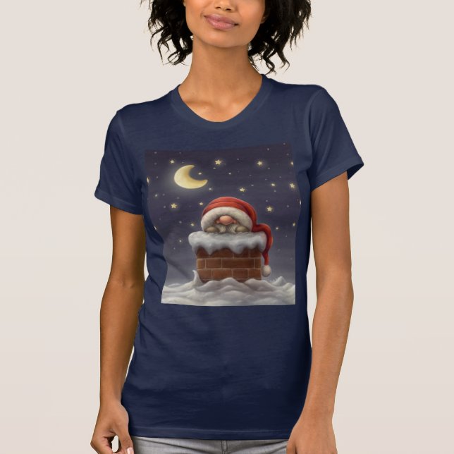 T-shirt Petit Père Noël dans une cheminée (Devant)