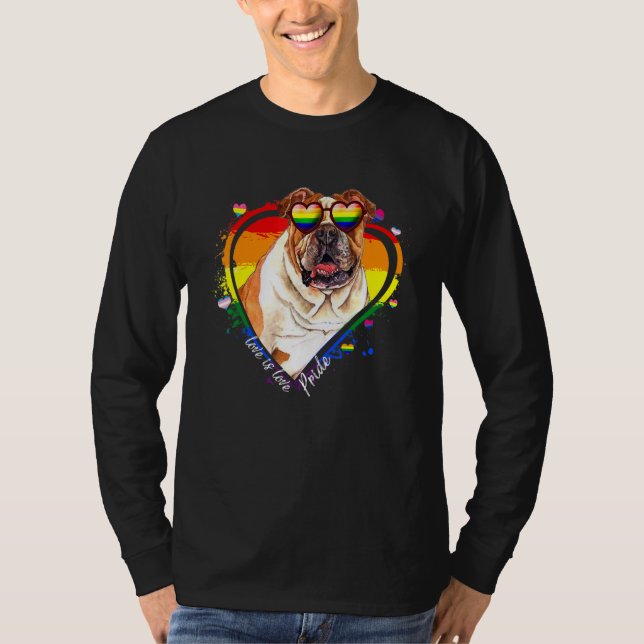 T-shirt Petit Pitbull Rainbow Heart Gay pride Lgbt Chien (Devant)