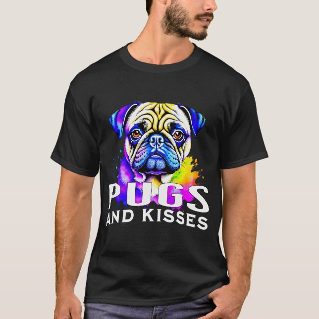 T-shirt Petit Pug Drôle et Vin (Devant)