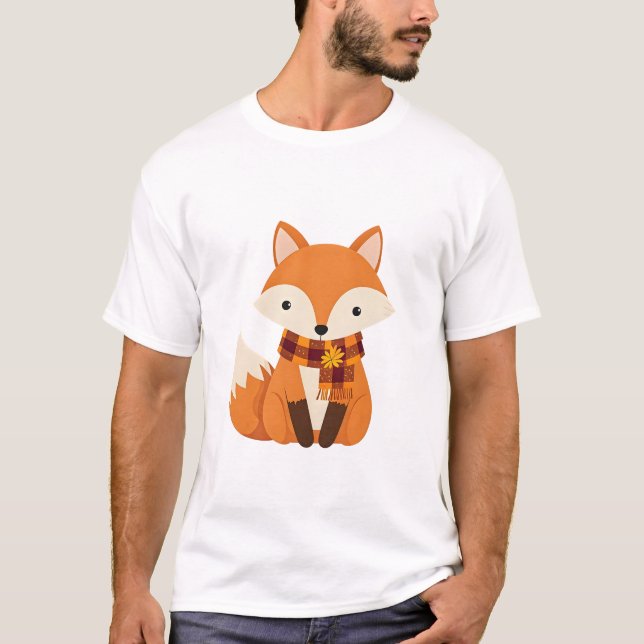 T-shirt Petit Renard avec Écharpe (Devant)