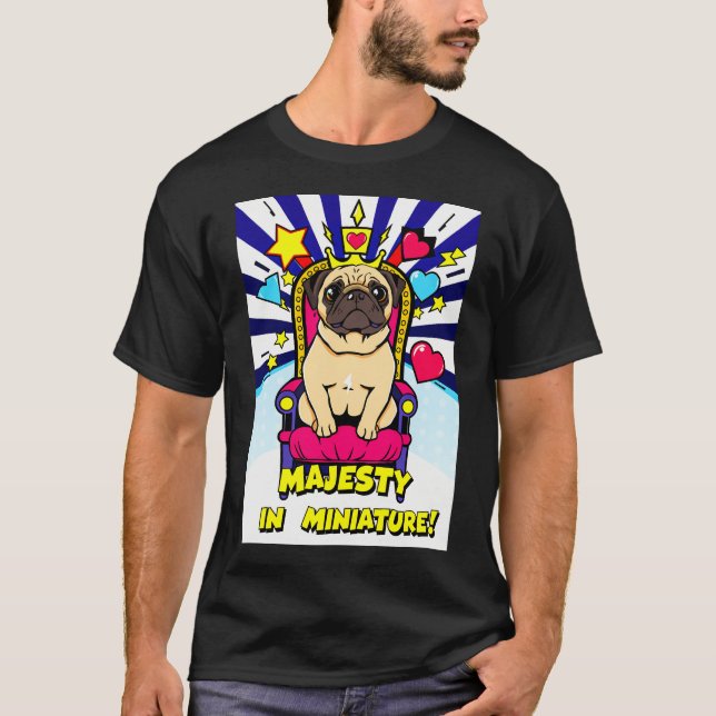 T-shirt Petit roi pug dans le style de l'art pop (Devant)