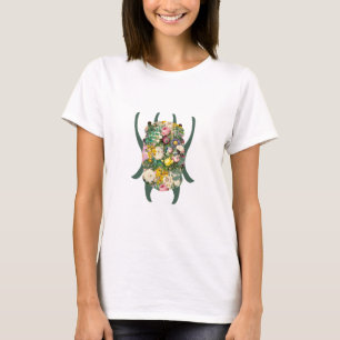 T-shirt Petit Scarabée à Dégradé de Vert à Teal