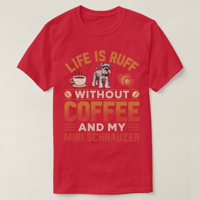 T-shirt Petit Schnauzer Chien Et Café (Design devant)