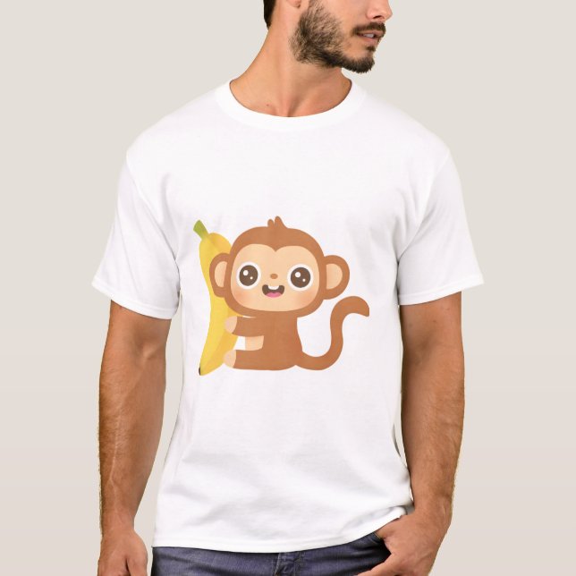 T-shirt Petit singe mignon et banane (Devant)