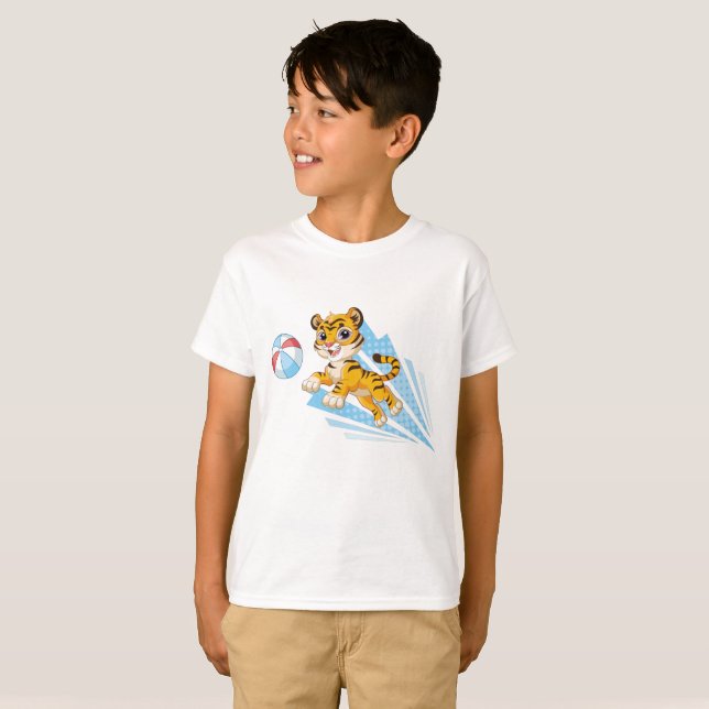 T-shirt Petit tigre avec balle (Devant entier)