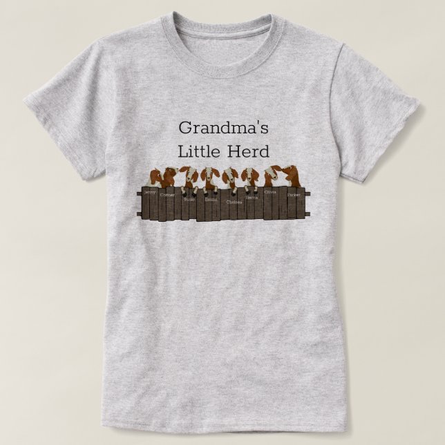 T-shirt Petit troupeau de chèvres Grandmas 8 chèvres (Design devant)