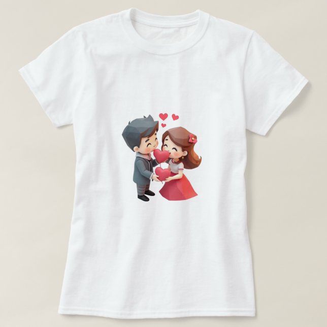 T-shirt petite amie mignonne amour super-héros (Design devant)