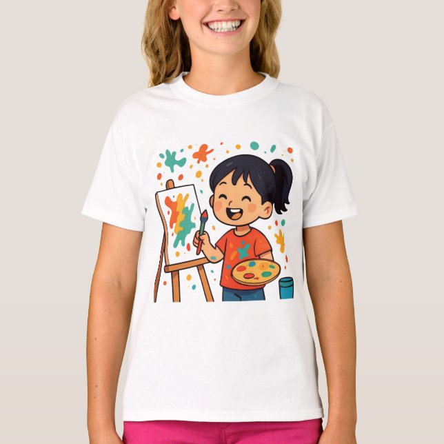 T-shirt Petite artiste créative – Peinture colorée  (Devant)