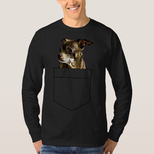 T-shirt Petite Chihuahua Dans La Poche (Devant)