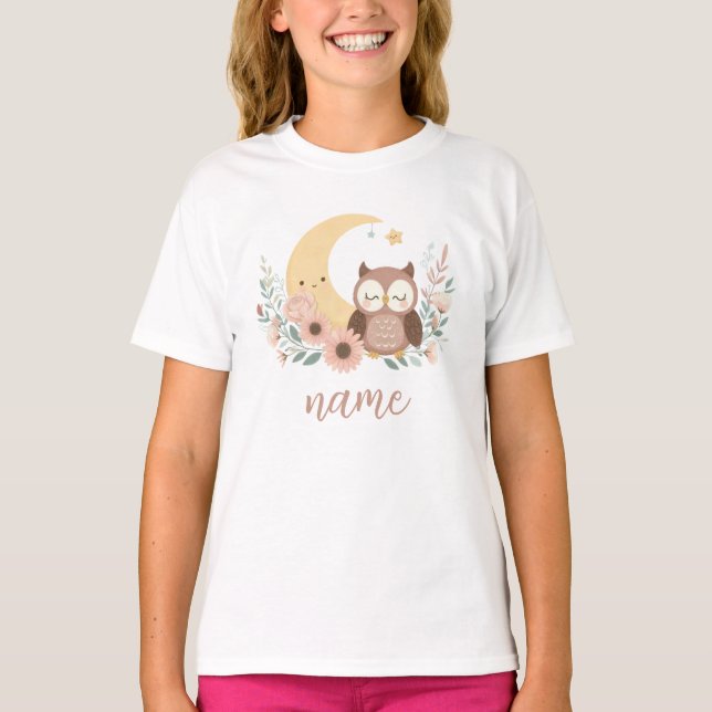 T-shirt Petite chouette avec lune (Devant)