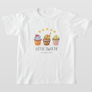 T-shirt Petite douce Couleurs vives Aquarelle Cupcakes