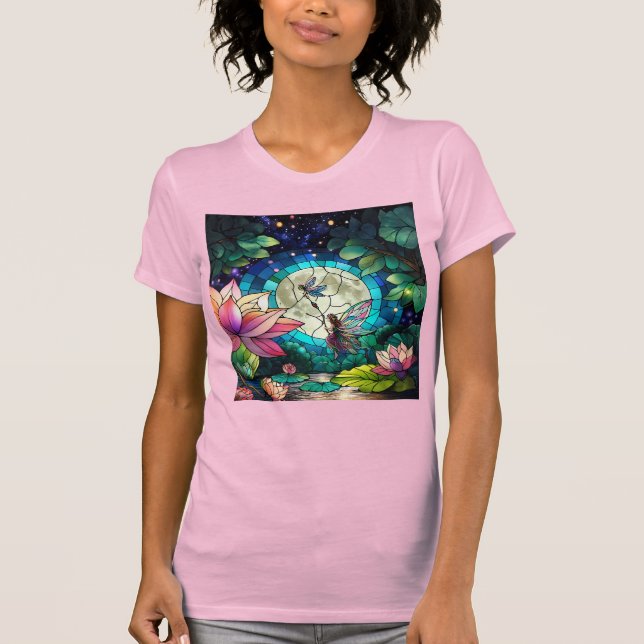 T-shirt Petite fée en vitrail avec libellule (Devant)