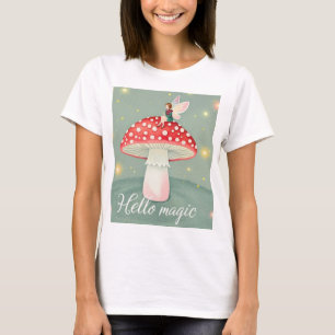 T-shirt Petite fée perchée sur le champignon et brillante