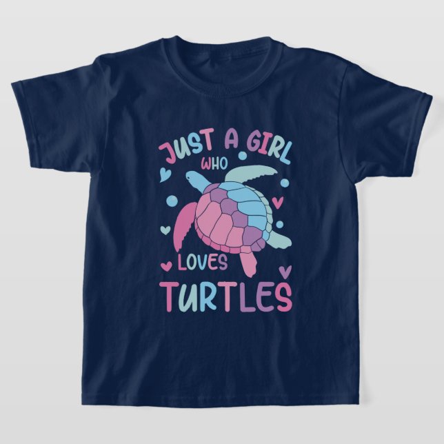 T-shirt petite fille aime les tortues (Poser)